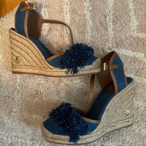 Tory Burch Shaw 90mm denim wedge espadrille
